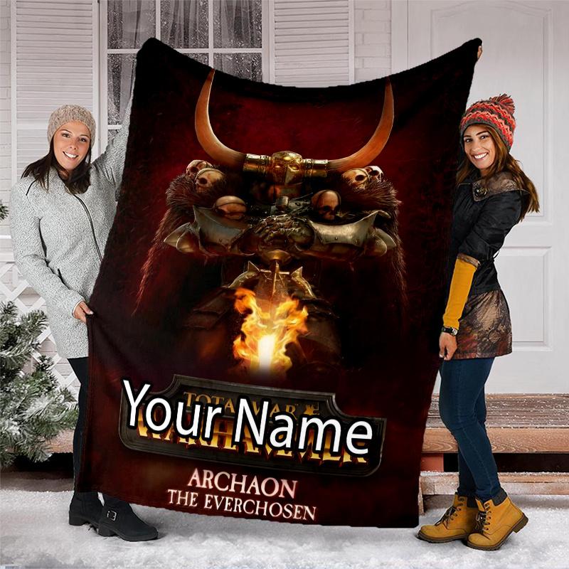 Custom Name Total War Warhammer Theme Printed Blanket - Perfect for Couch, Bed, Travel & Outdoor Use | Machine Washable, Cozy & Durable.