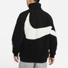 Nike Big Swoosh Logo Sherpa Fleece Warm Stand-Collar Jacket Men Outerwear Black White DH2474-011