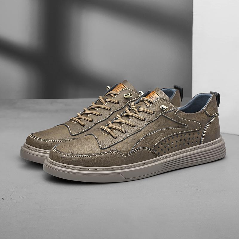 

Мужская повседневная обувь из натуральной кожи Мужские деловые кроссовки из мягкой резины с дышащей подошвой Модные скейт-кеды Мужские кроссовки 12