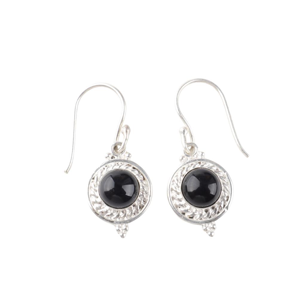 Black Tourmaline Gemstone 925 Sterling Silver Jewelry Handcrafted Earrings 1.43" EE-117-28