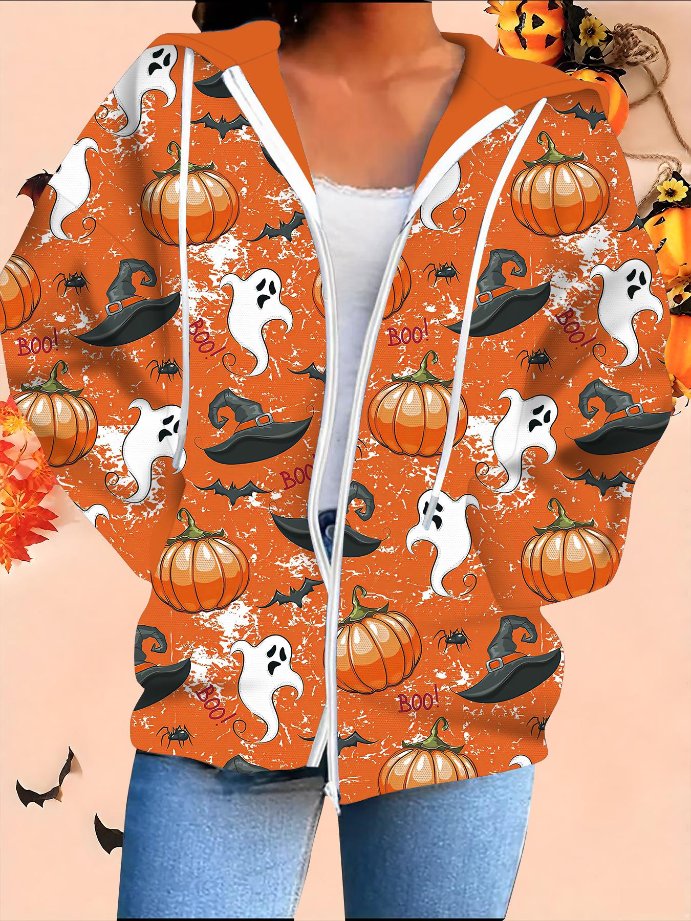 

Хэллоуин Кардиган с капюшоном 3D-принт Большой размер Осень Зима Ретро 6XL оранжевый