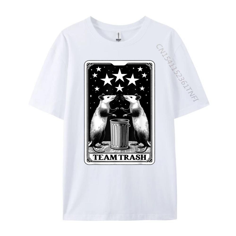 Tarot Card Team Trash Crescent Moon Opossum Raccoon White T Shirt Unisex Breathable Harajuku