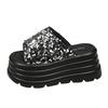 Fashion 8CM Thick Bottom Summer Bling Slippers Women's Sandals Women Wedges High Platform Flat Shoes Woman Beach Open Toed Flip Flops