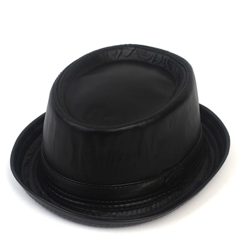 Universal chemistry Punk Leather Black Fedora leather fedora