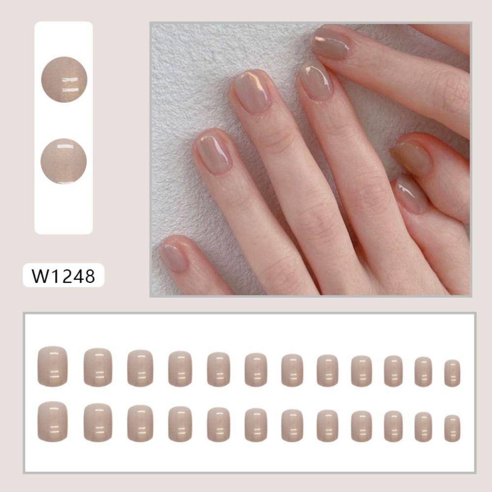 Short Round False Nails Aurora French Nail Tips Fashion Fake Nails  for DIY