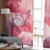 Tende Trasparenti in Tulle Rosso e Rose Gialle per Decorazione Soggiorno Tenda per la Stanza Camera da Letto Cucina Tende in Voile Organza