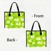 Cute Green Paw Print Tote Bag for Daily Use