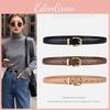Gold Color Solid Buckle Decoration Women Casual Slim Waist Belt For Daily Use