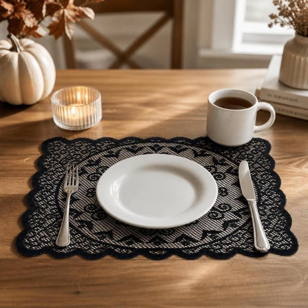 Skeleton Bat Dining Mat Spider Web Table Napkins Durable Lace Table Mat Kitchen Dining