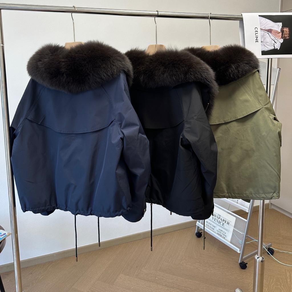 Giacca da lavoro invernale di alta gamma con ampio colletto di pelliccia, imbottita in piuma e cotone, moda donna, corta, spessa, parka da donna, cappotti