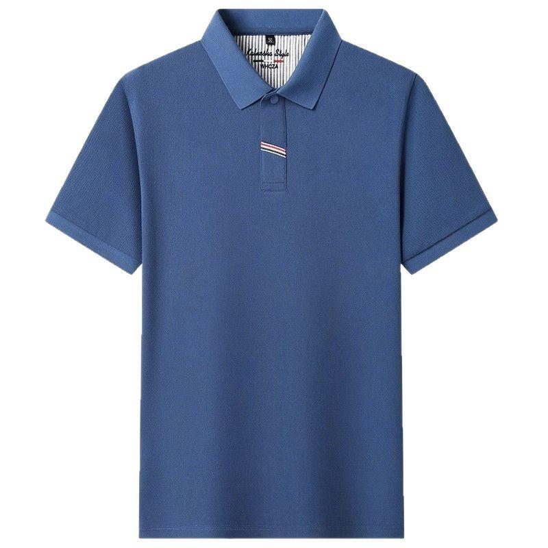 Cotton Short-Sleeved T-Shirt Men'S Lapel Thin Breathable Solid Color Men'S Polo Shirt