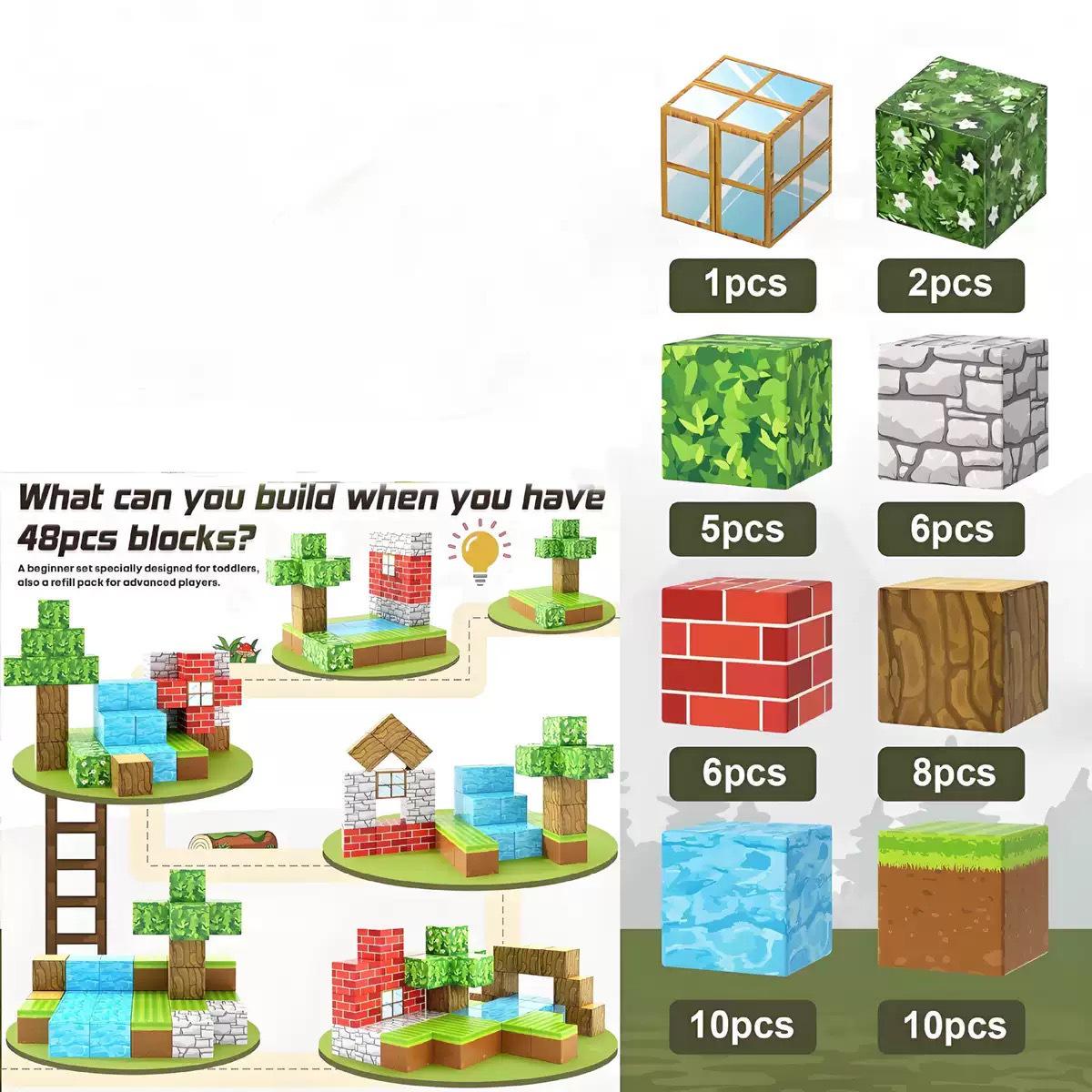 Трансграничные Магнитные Строительные Блоки My Mini World: Креативные развивающие игрушки для мальчиков и девочек