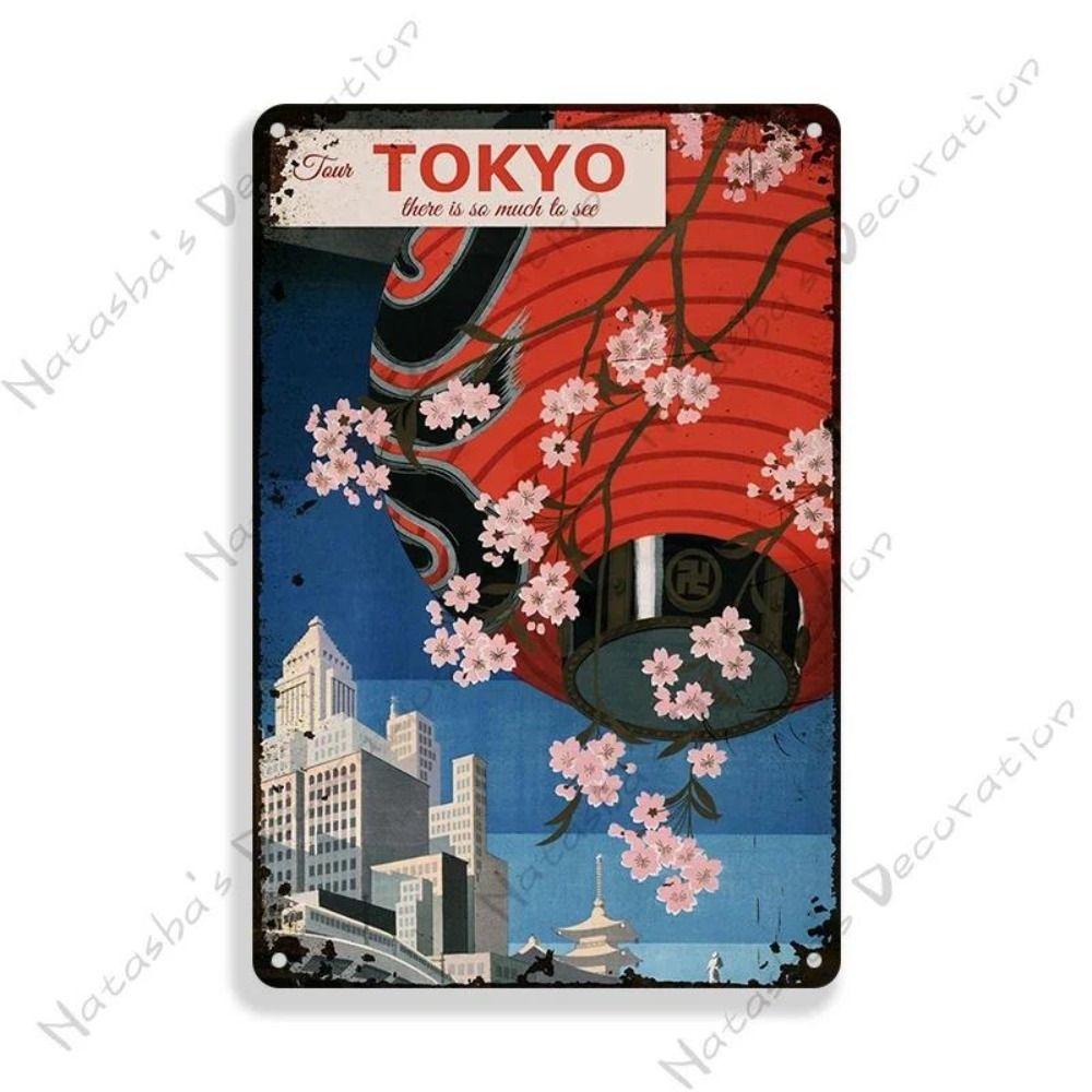 Metal Poster Japanese Ukiyo-e Retro Wall Art Vintage Home Bar Cafe Decor