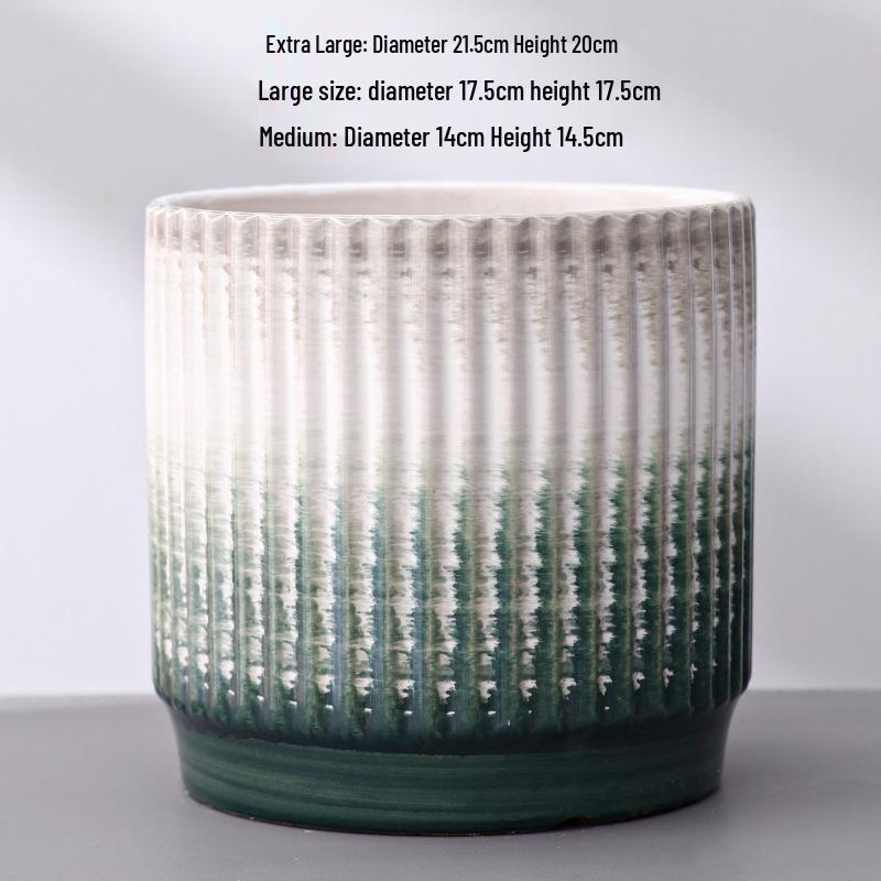 Large White Nordic Ceramic Pot - Tiger-Patterned Luxury Orchid Vase