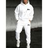 Fashionable Casual Men's Set, Printed Drawstring Pocket Hoodie and Drawstring Outdoor Casual Sports Pants Set, Cool Set
