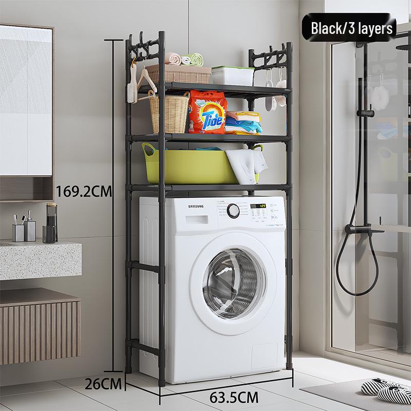 Multi-functional Floor-standing Large Capacity Storage Rack: Space-saving, Punch-free, Thickened Design for Household Laundry Rooms.