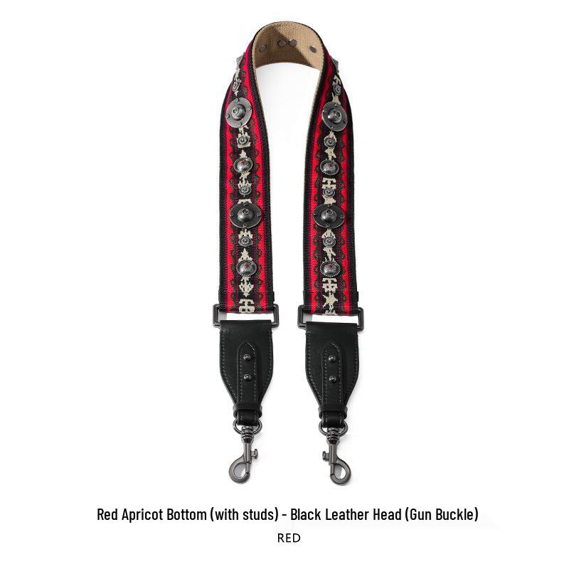 Ma Huang Shi Women's Genuine Leather Vintage Saddle Bag Strap with Rivets