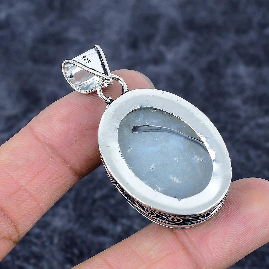 Dendrite Opal Gemstone Handmade 925 Sterling Silver Jewelry Pendant 2.09" M-3271