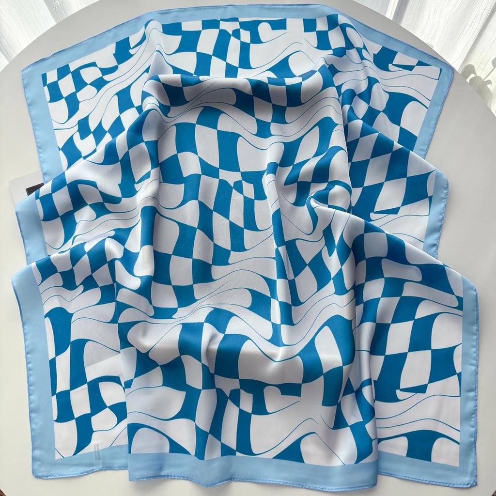 70*70Cm Luxury Square Scarf For Women Elegant Ladies Hijab Neckerchief Soft Stain Imitation Silk Scarves Shawl For Travel