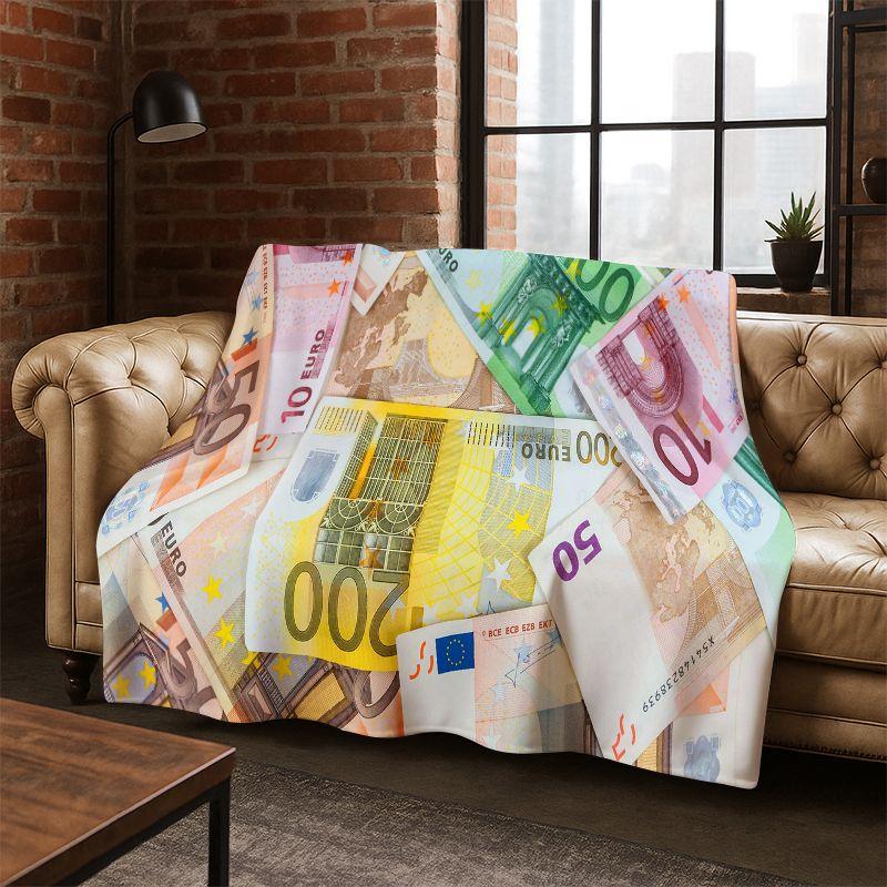 Cartoon Dollar Euro Money Rich Flannel Blanket Soft Warm Throw Blanket for Bedroom Living Room Bed Travel Camping Picnic Gift