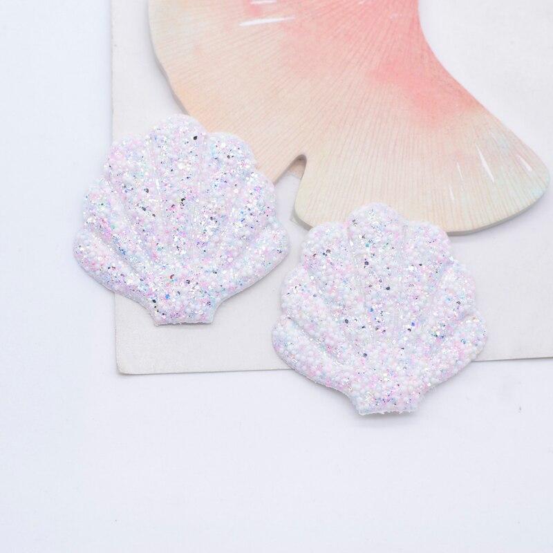 12Pcs Glitter Shell Patches Appliques DIY Crafts Sewing Supplies Headwear Hat Decor Scrapbooking