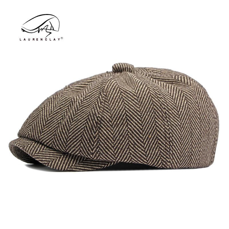 

Полосатая восьмиклинка унисекс на все сезоны – осенняя винтажная шляпа художника Adjustable кофейный