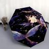 1pc Starry Night Mermaid Automatic Opening Folding Umbrella with Constellation Print, 8 Bone Iron Frame, Outdoor for Fans, Travelers, Daily Use,