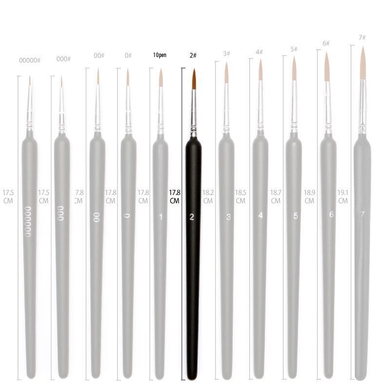 Set Pennelli Liner Triangolari Pelo di Lupo - Set da 11 Pezzi Pennelli Ultra-fini in Nylon per Acquerello e Contornatura
