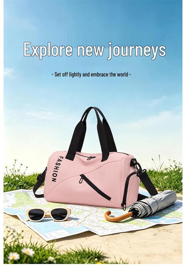 Women's Water-Resistant Oxford Travel Bag with Wet/Dry Compartments and Handheld Fitness Storage