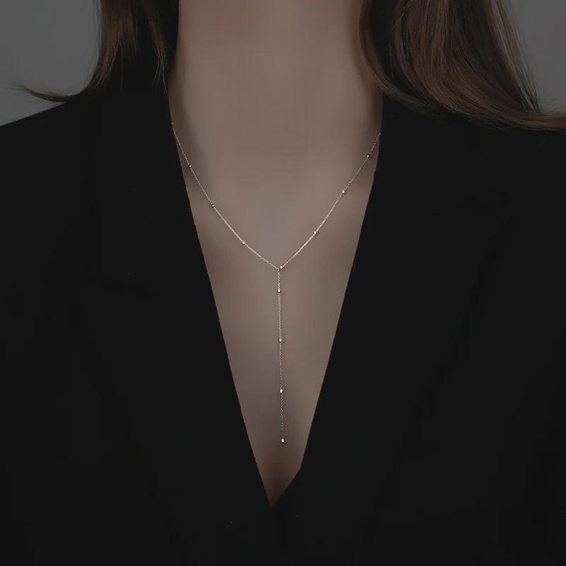 Collier à pampilles de perles argentées pour femmes 2023 - Design simple et luxueux de chaîne de clavicule d'été