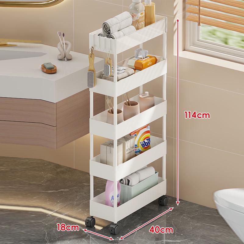 Compact Bathroom Trolley: Slim Floor-Standing Storage Rack for Narrow Spaces and Toilet Side