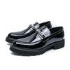 Men's shoes loafers fashion 46 large size new business dress leather shoes trend British style glossy overshoes