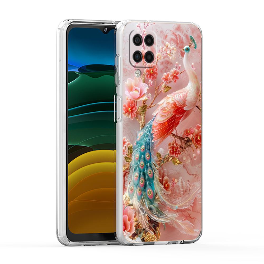 Soft Cover for Samsung Galaxy A25 A23 A22 A52S A52 A55 A72 A71 A41 A31 A13 A11 Transparent Phone Case Flower Floral Bird Pattern