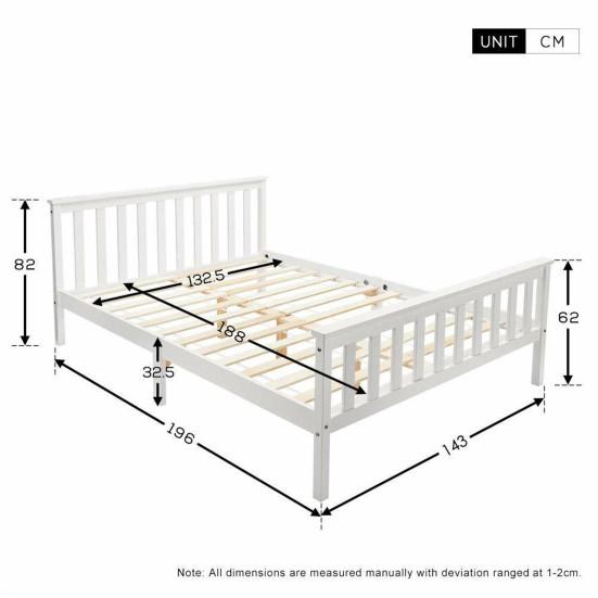 Modern Simple White Wood Double Bed Frame with Support Adult Bedroom Furniture