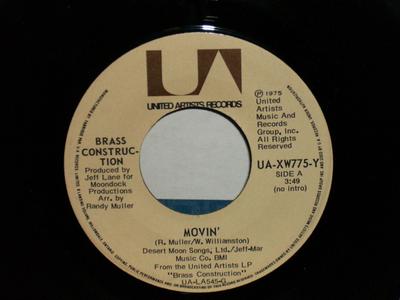 7inch Record BRASS CONSTRUCTION - Movin' / Talkin' UAXW775Y United Artists  1975 Canada Soul/Funk Used