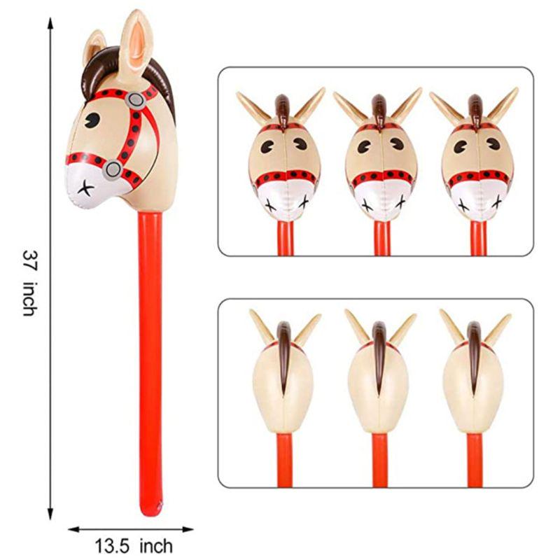 1-3pcs Inflatable Horsehead Stick Inflatable Balloon Cowboy Cowgirl Farm Animal Theme Birthday Party Decoration Children's Toys