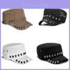 Skull Headbrand Flat Top Cap With Adjustable Strap For Streetwear And Sun Protection