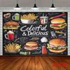 2D Vintage Burger & Drink Backdrop for Food Studio & Party Decor