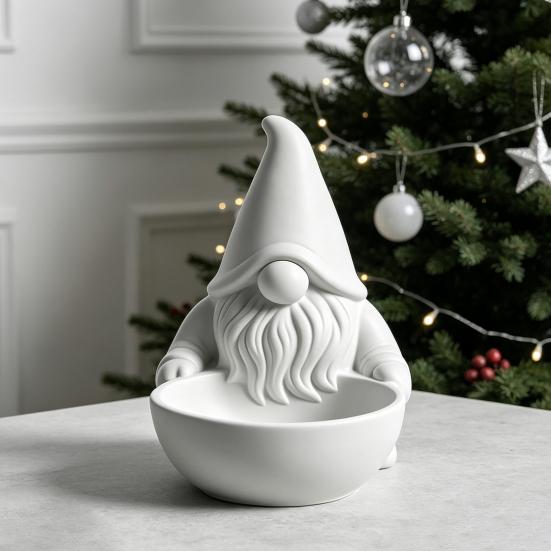 Cute Gnome Figurine 3D Printed Candy Bowl, Nordic Faceless Dish, Decorative Christmas Table Decor Tabletop Key Bowl for Tiered Tray, Mantel,