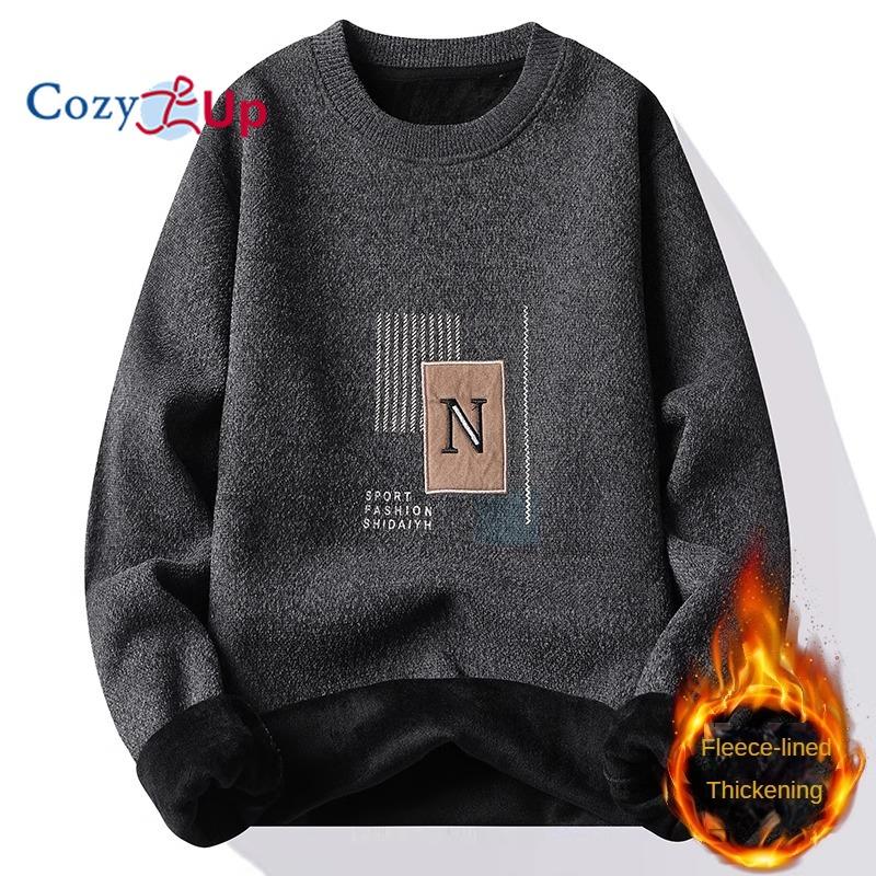 Cozy Up Men's Plush and Thickened Printed Outside Warm Sweater