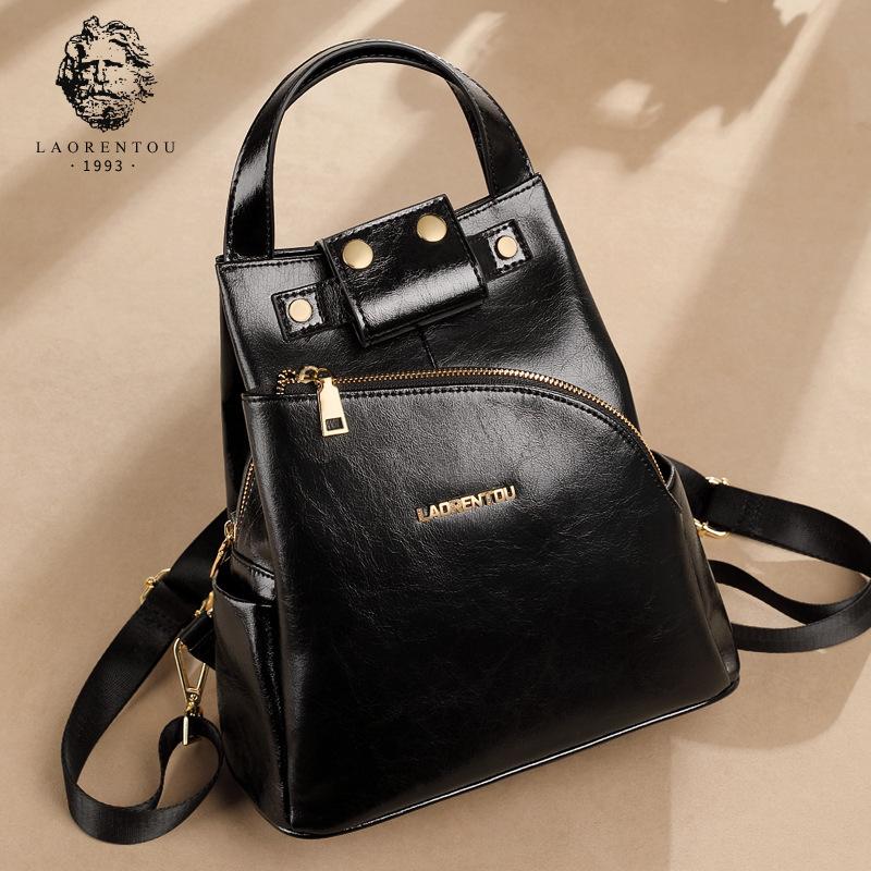 

New Commuting Backpack with Large Capacity, Korean Style Fashionable Cowhide Women s Bag, Trendy Casual Backpack чёрный