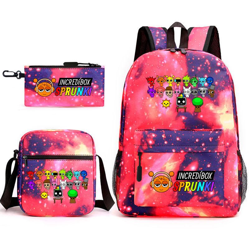 3D New Game Rhythm Box Sprunki School Bag Backpack Elementary and Secondary School Backpack Crossbody Bag Pencil Bag D
