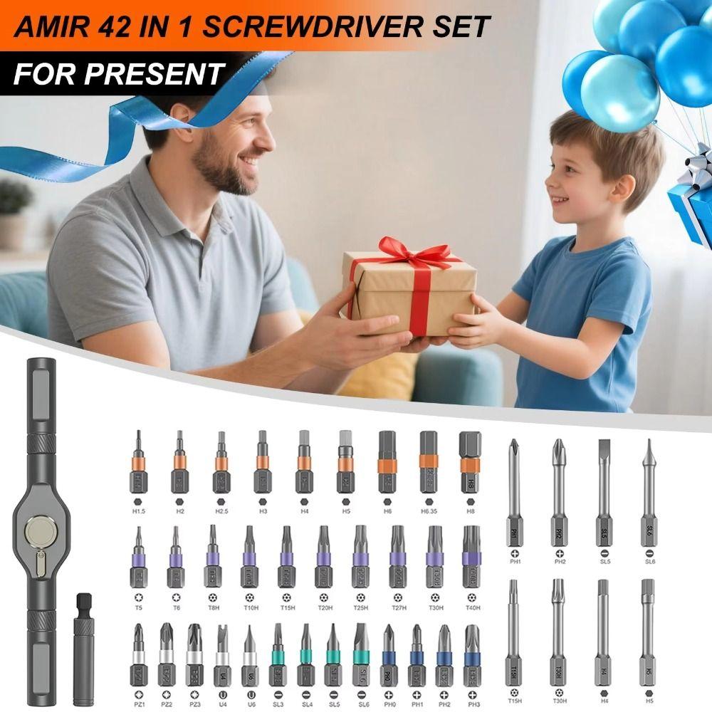 42 in 1 Ratchet Screwdriver Set with 40 Magnetic Drill Bits Ratchet Wrench Quick Wrench Set