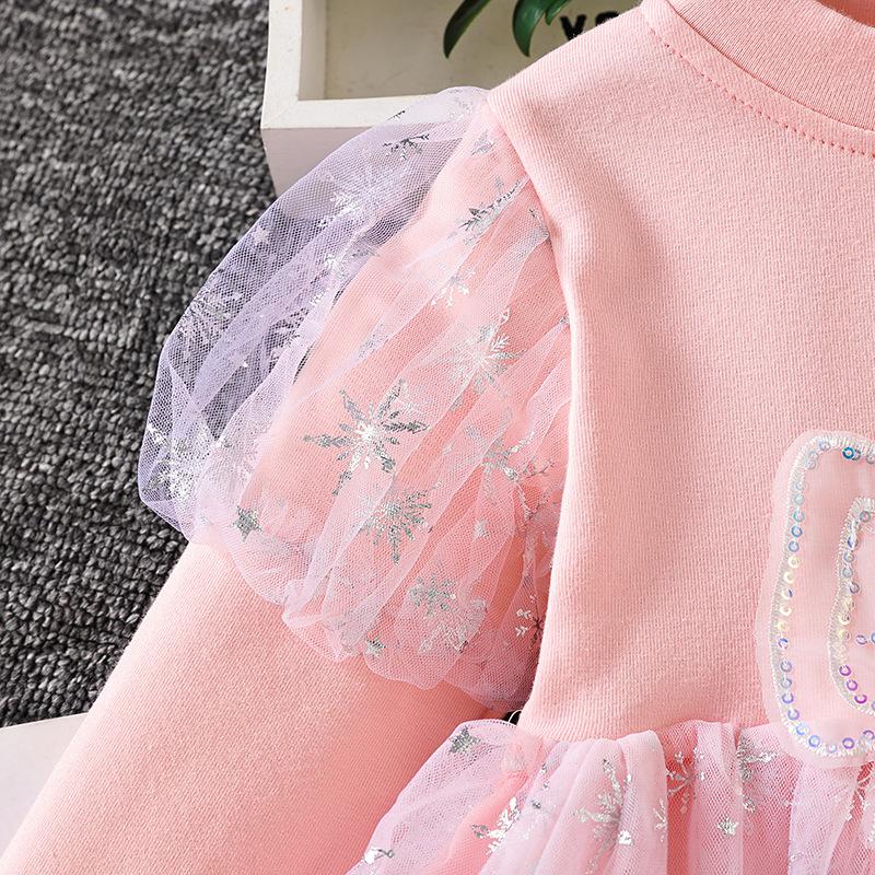 Girls' Dress Autumn Frozen Elsa Princess Dress Long Sleeve Puffy Tulle Dress