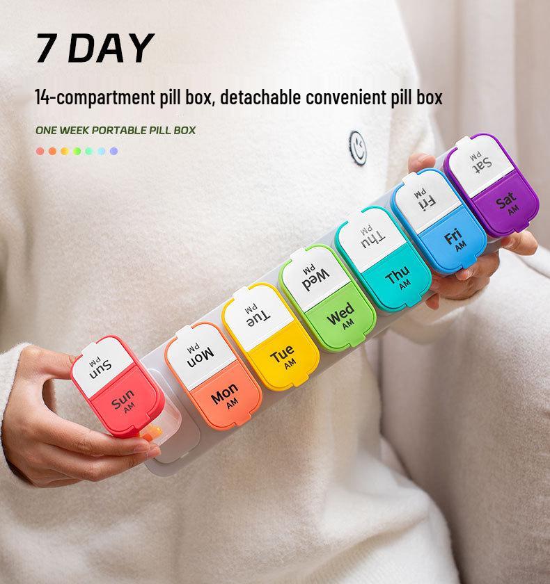 Portable Weekly Pill Organizer - Seven Day Medicine Dispenser Box