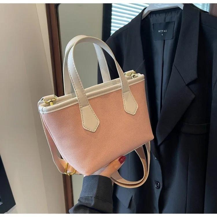 Simplicity Pu Zipper Ladies Top-Handle Bags Fashion Contrasting Colors Trend Shoulder Bags