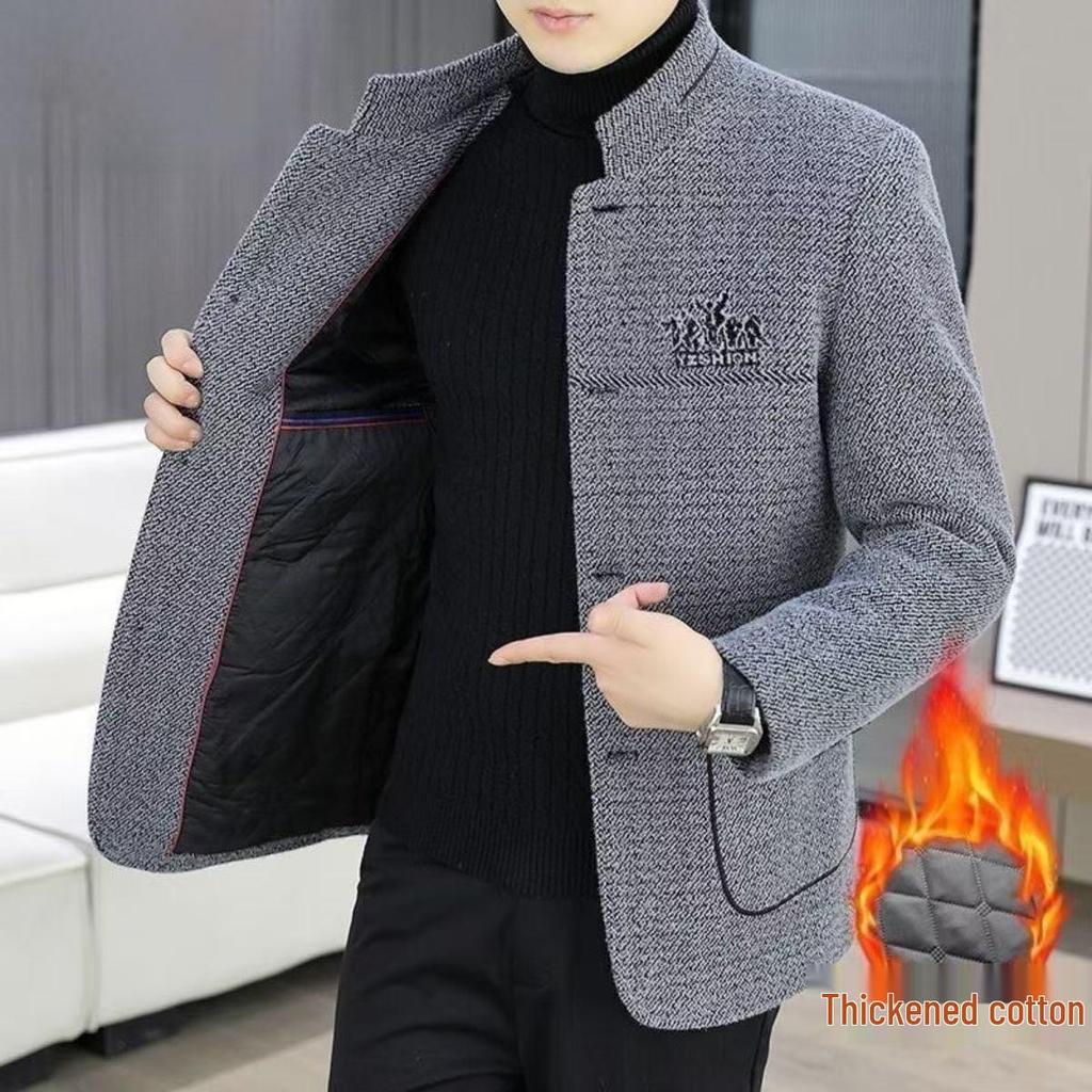 Herren Herbst Hochwertige Stehkragen Anzugjacke für Mittleren und Jungen