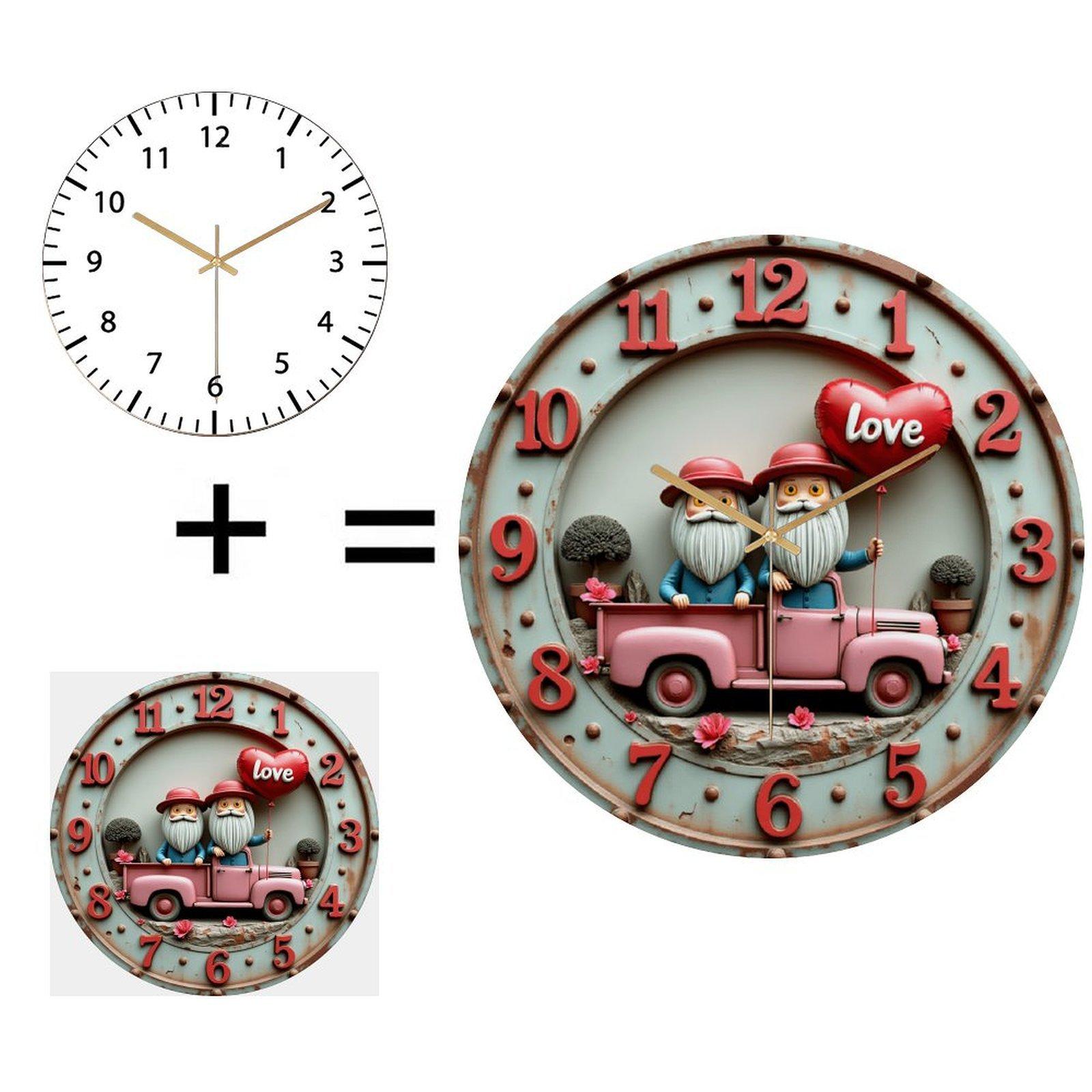30x30cm Round Glass Wall Clock with a Seamless Bezel and Flush Glass Design (White,12 in(30.48cm)) белый
