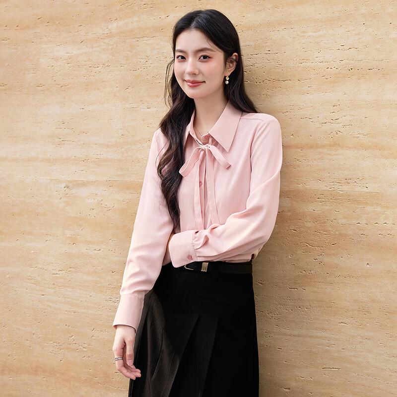 Women's Professional Tie-Neck Long Sleeve Blouse