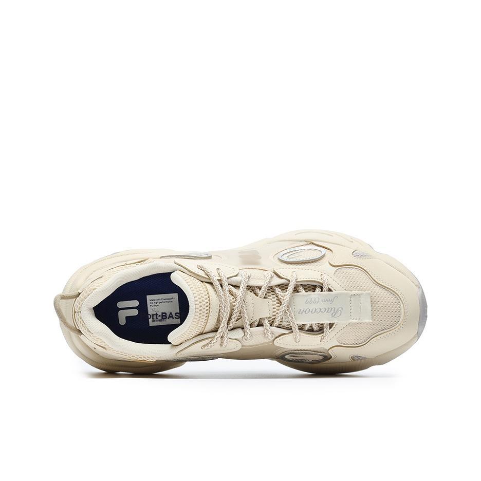 Fila Fusion Raccoon Fabric Synthetic Leather Trendy Low-Top Dad Shoes Men Sneaker Beige Silver T12M231121FAS